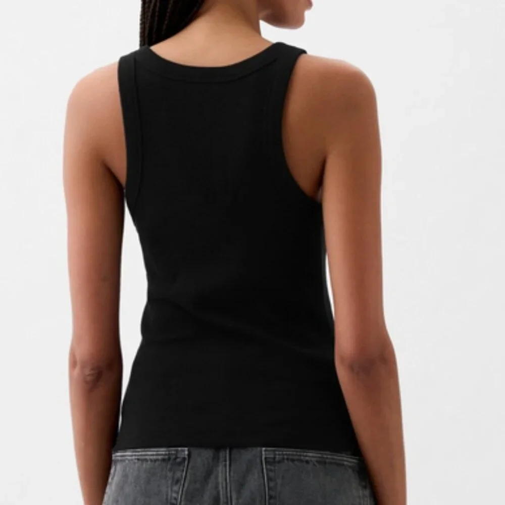 GAP Women's Modern Rib Halter Tank Top, Black, XL, EUC - Picture 2 of 4